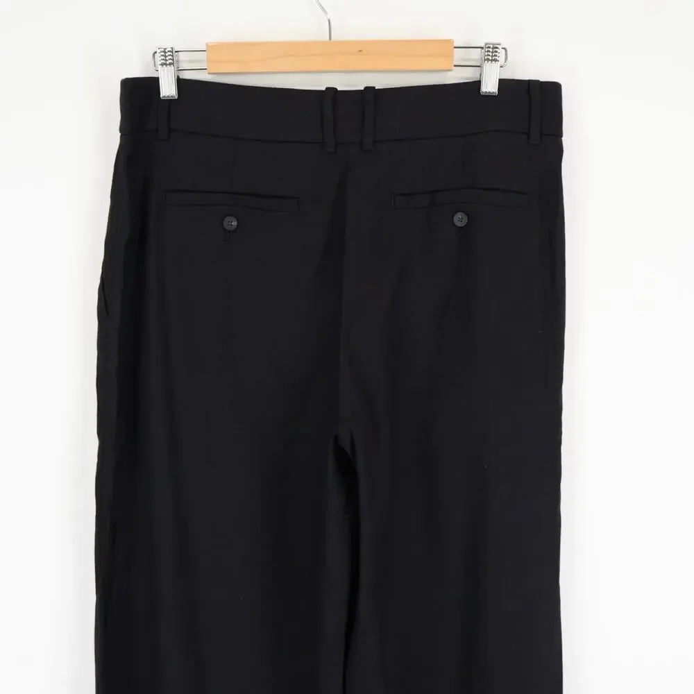 NWT Everlane The Wide-Leg High-Rise Trouser Pant In Stretch Linen Black Size 12